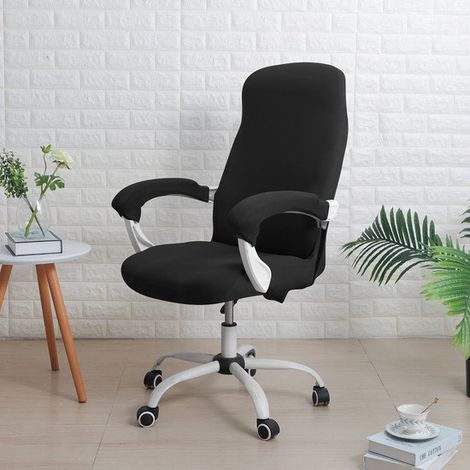 Bürostuhlbezug mit Armlehnenbezug, universeller Stretch Schreibtischstuhlbezug, Computerstuhlbezug, Größe M, Schwarz (1/5)