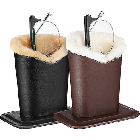 Toyvian Lot de 2 supports à lunettes en cuir et peluche, pour bureau ou table de chevet. (1/3)