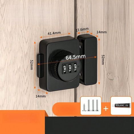Serrure à loquet à mot de passe sans perforation, serrure à double porte coulissante pour armoire, serrure à boucle, verrou de porte antivol, serrure de sécurité (1/4)