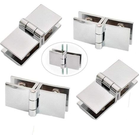 4 pièces Clip de porte verre charnière, Charnière de porte en verre en acier inoxydable, Charnière pliante en verre, Charnière De Serrage De Porte, Charnière pour Porte en Verre de Meuble de Cuisine (1/5)