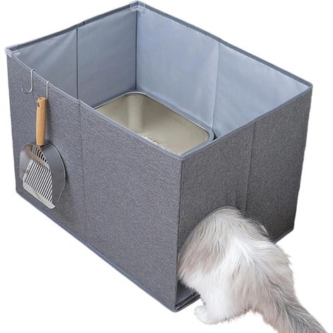 Meuble Enclos pour Bac À Litière Chat Enclos avec Un Dessus Ouvert Et des Pare-Éclaboussures Pour Un Garage Un Balcon Un Appartement Un Coin Salon Une Maison Un Intérieur (1/5)