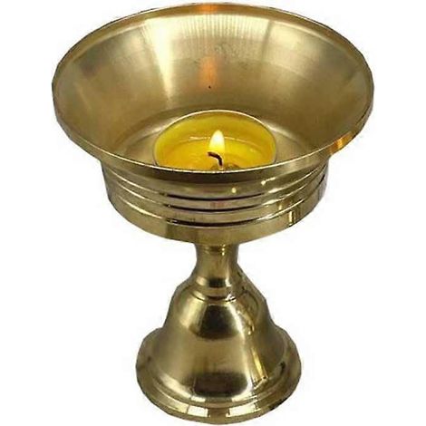 Kupfersockel für langbrennende Lampen und Butterlampenhalter, Material: Kupfer, religiöse und dekorative Verwendung