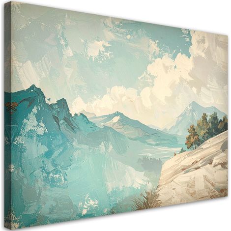 Stampe su Tela, Paesaggio montano montagne pittoresche in tonalità turchese chiaro, 30x20 (1/5)