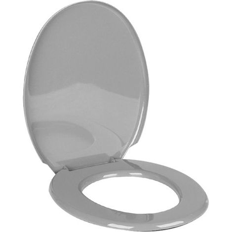 Abattant WC - JUANIO - 45,4 x 36,5 cm - Gris - Charnières inox - Fixation universelle (1/4)