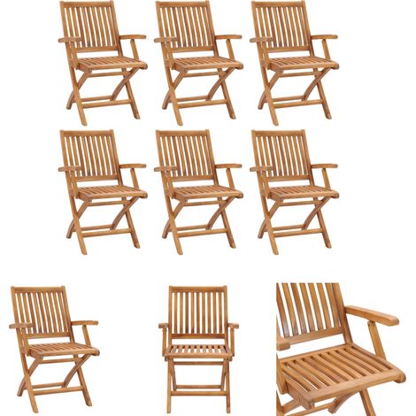 Teakholz Gartenmöbel - vidaXL Klappbare Gartenstühle 6 Stk. Massivholz Teak - Gartenstühle mit Lack (1/5)
