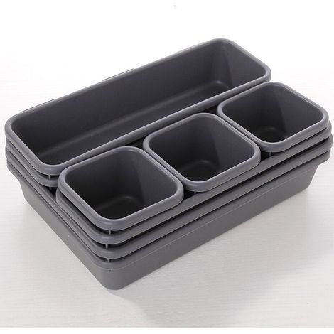 Ensemble de 8 organiseurs de tiroirs, plateaux et boîtes pour la cuisine et le bureau, noir Tommoy01 (1/5)