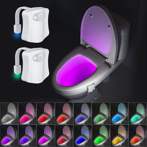 pack Petite Lampe Nuit 16 Couleurs - Petite Lampe De Nuit Pour Les Toilettes, Automatique à Détection De Mouvement Dans La Salle De Bain, Adaptée à N'importe Quelle Toilette (1/5)