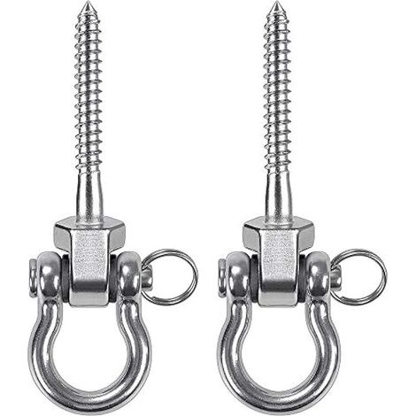BeneLabel 2pcs Crochet de BalançOire, 13cm Vis Hamac Cintre de BalançOire kit de Fixation Pivotant pour Chaise de Jeux D'ExtéRieur, Corde de Yoga, Sac de Frappe, Sac de Sable, Jusqu’à 1800lb (1/5)