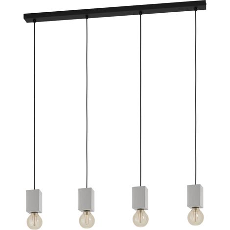 Suspension luminaire Prestwick 3, lustre chambre industriel à 4 (1/5)