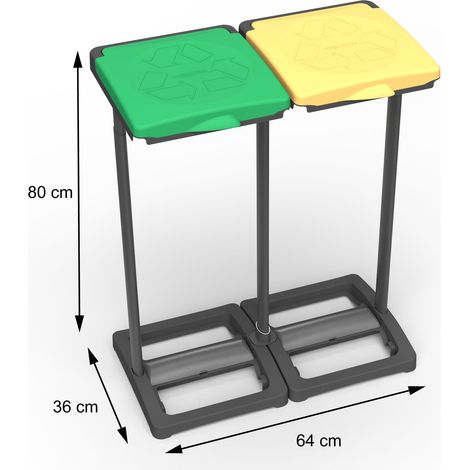 Portasacco doppio per raccolta differenziata portarifiuti 64x36x80H cm (1/5)