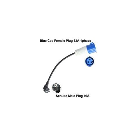 Bardusch-Adaptateur électrique Schuko vers prise CEE 230V 32A   IP44 pour extérieur   Longueur 20 cm   H07RN-F 3G 1,5 mm² pour camping