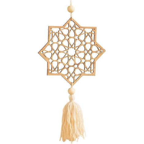 Pendentif octogonal en bois creux en forme d'étoile, décoration murale pour chambre à coucher, support suspendu (1/5)