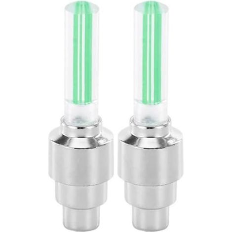 ACCESSOIRES DE VÉLO, 001 Vert - 2 bouchons de valve de roue LED néon pour vélo, éclairages de voiture, accessoires de vélo (1/4)