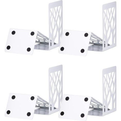 Metall Buchstützen 4 Paar Weiß mit rutschfestem Design für Regal und Schreibtisch (1/5)