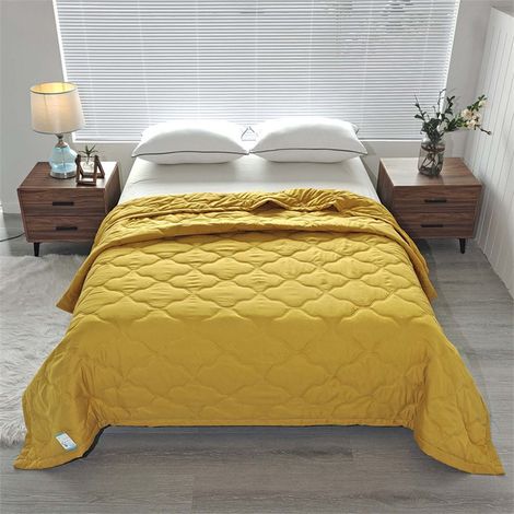 Couette Ventilation - 100x150 cm - Coton Lavé 98 % - Élasthanne 2 % - Jaune - Usage Été Toute Saison - 1 Pièce (1/5)