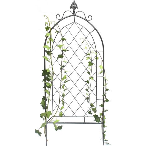 DanDiBo Treillis métallique 120 cm Gris 96193 Aide à l'escalade Fiche de sol Support de fleurs Colonne de treillis