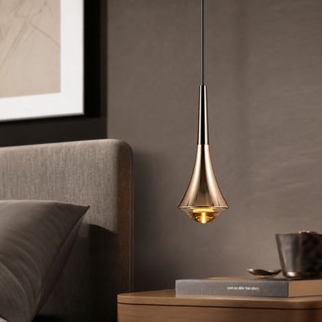 Suspension LED réglable en hauteur 8W COB aluminium noir perlé et or design minimaliste pour chambre salon (1/4)