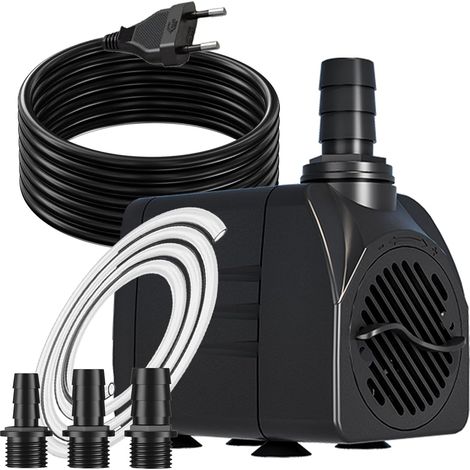 Pompe à Eau Submersible 16W 800L/H, Pompe Aquarium Avec Câble 3m Protection Surchauffe Ultra Silencieuse Petite Pompe pour Fontaine Étang, Statues, Hydroponique (Noir)