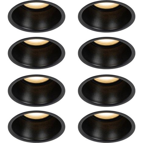 QAZQA Dept Spot encastrable - lot de 8 - 8.8x8.8x9.2cm - à intensité réglable - IP44 - Rond - Noir (1/5)