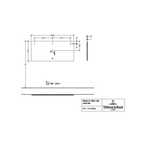 Villeroy & Boch More to See Lite - Spiegel mit LED-Beleuchtung, 160x75 cm, Berührungssensor A4771600