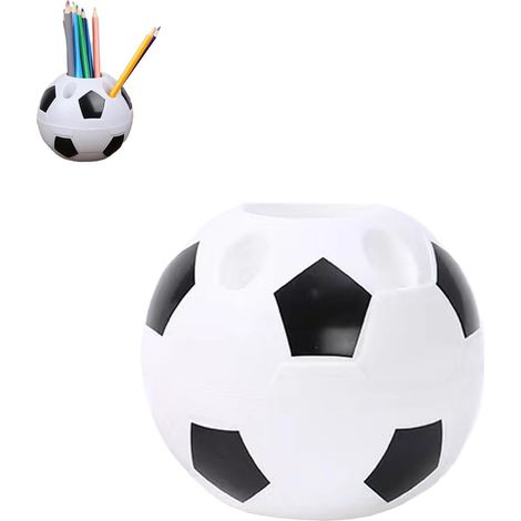 Portapenne a forma di pallone da calcio, un elegante portapenne appositamente progettato per gli studenti, con 6 scomparti e una scatola portaoggetti in plastica per l'ufficio. Adatto per ufficio, cas (1/5)