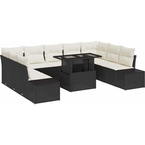 Maison Exclusive - Garten-Sofa-Set mit Speicher 10 pcs Schwarz Po