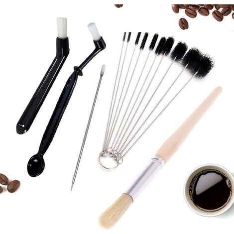 Brosse de Nettoyage pour Machine à Café,Lot de 14 Pratique Accessoires de Nettoyage pour Expresso et Grinder avec 10 Tube Brosse de Nettoyage (1/5)