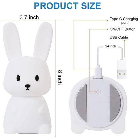 Weihnachtsdeko-Hasen-Nachtlicht für Babys, Touchscreen, 7 Farben, USB-aufladbar, Timer-Funktion, Kinderzimmer-Nachtlicht, Dekolampe für die Weihnachtszeit, Geburtstagsgeschenk, Weihnachtsgeschenk (1/4)