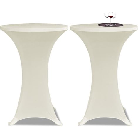 Standing Table Cover Ø 60 cm Cream Stretch 2 pcs (1/5)