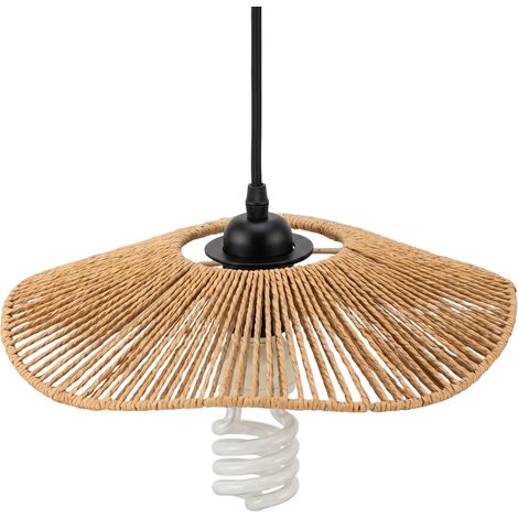 2Pcs Abat-jour tissé, Housse de lampe tissée en rotin rétro, Abat-jour Lustre Vintage (1/5)