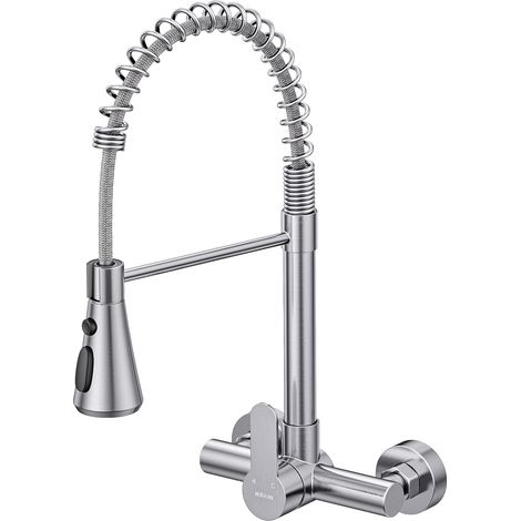 Wall Mounted Kitchen Tap Brushed Nickel (1/5)