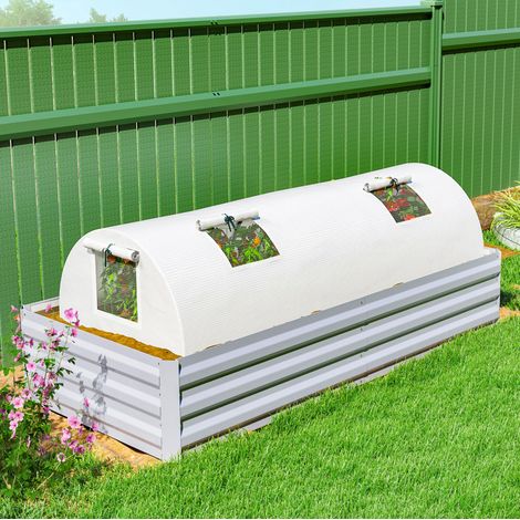 Serra da giardino 200 x 80 x 45 cm con finestra avvolgibile, bianca (1/5)
