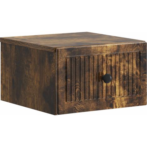 Wall-Mounted Bedside Cabinet Smoked Oak 33 x 34.5 x 20 cm vidaXL