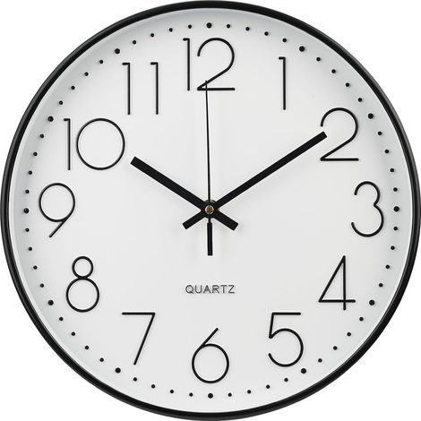 Horloge murale de 30 cm sans tic-tac, silencieuse, moderne, simple, rond, cadran stéréoscopique, horloge murale à quartz pour maison/bureau/école/salon/chambre/cuisine (1/5)