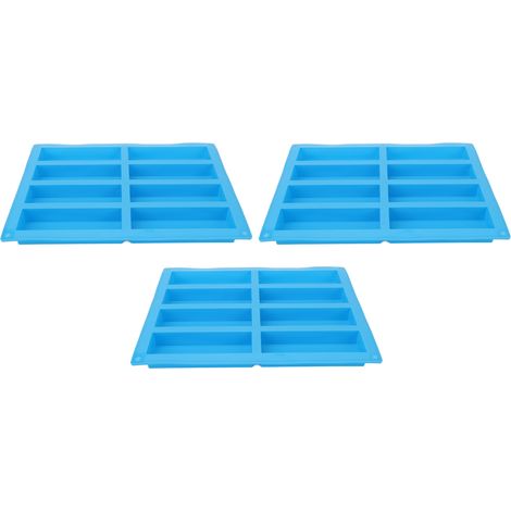 3 Moules à Bougies en Silicone Rectangulaires, 8 Emplacements Réutilisables pour Cire, Cuisine et Loisirs Créatifs, Bleu (1/5)