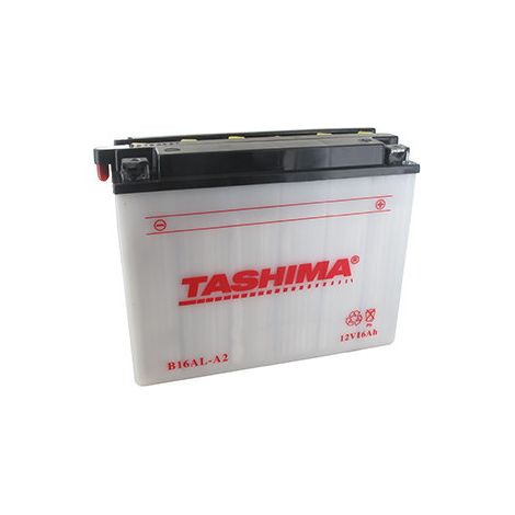 Batteria al Piombo Tashima Rinforzata 12V, 16A. L: 207, L: 71,5, H: 164mm, + a Destra Per Moto, Motoslitte. (con Acido Separato)