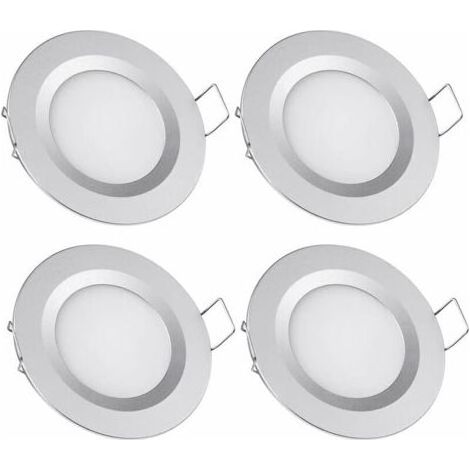 4 x Spot LED Encastrable 12V Trou 58-65mm 3W 3200K Plafonnier Encastré pour Camping-car Bateau Caravane Van Yacht Blanc chaud (Finition argentée),dyk.Trywise (1/4)