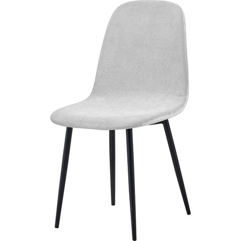 Housse de Chaise Scandinaves Lot de 4, Extensible Velours Gris Clair Universelle (1/5)