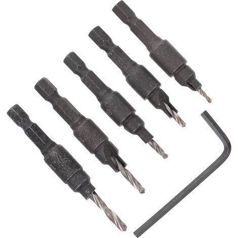 Lot de 6 Set de Set de Mèches Perceuse pour Travail du Bois Acier Rapide 5 à 12 Coupe-trous pour Perceuse à Main (1/4)