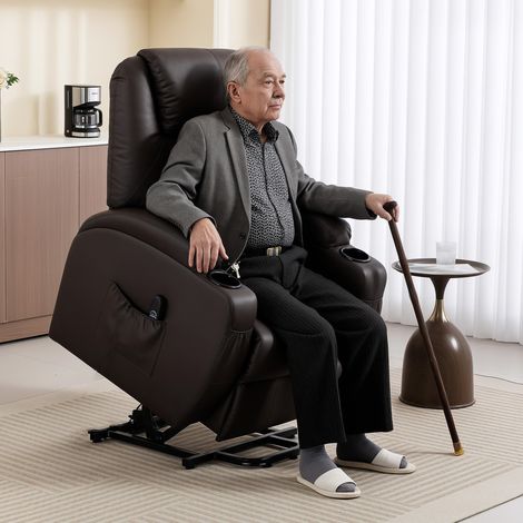 Fauteuil releveur électrique fauteuil relax électrique marron port usb dossier inclinable repose-pied 83x95x107cm style élégant