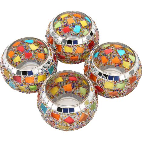 4 Pièces Porte-Bougie en Verre Rond Décoratif Élégant, Coupelle pour Bougies Chauffes-Plat, Idéal pour Arômes, Fêtes et Décoration (1/5)