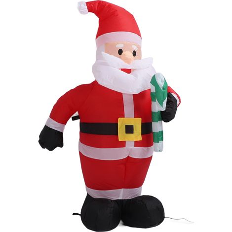 Décoration gonflable de Noël de 1,2 m représentant le Père Noël, idéale pour le jardin ou la terrasse (prise UE 220 V). (1/5)