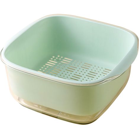 Essoreuse à Salade Double Couche - Lot de 2 Paniers en PET Écologique 22cm pour Lavage et Égouttage des Fruits et Légumes (1/5)