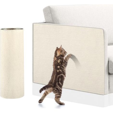 Kratzfester Katzensofa-Schutz, selbstklebende Kratzmatte, Polyesterfaser, zuschneidbar, für Möbel und Wände (1/5)