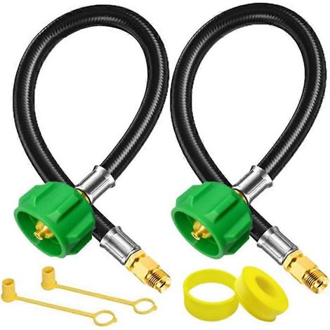 Lot de 2 tuyaux de propane de 15 pouces pour VR avec raccord de 1/4 pouce, tuyau pour réservoir de propane de VR, pour régulateurs à double réservoir de VR pour barbecue/VR/camping/cuisine en plein ai (1/5)