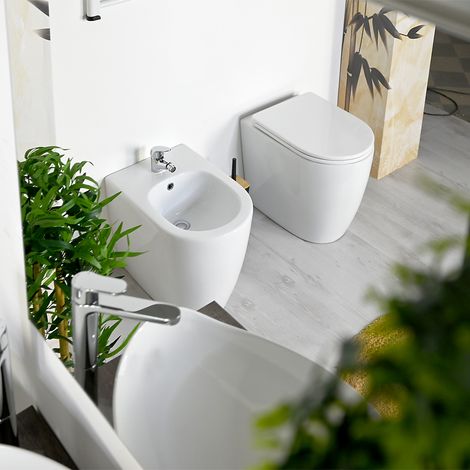 Sanitari Bagno Rimless moderni filo parete Easy Bath 36x52 (WC + BIDET) (1/5)