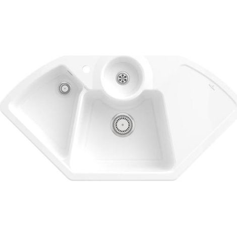 VB Eckspüle Solo Eck 670801 1075x600mm Eck Weiß Alpin CeramicPlus (1/5)