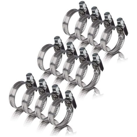 12 stainless steel metal hose clamps 16-25 mm - professional V2A stainless steel hose clamps for washing machine, dishwasher  Pipe clamps 16-25 mm (1/5)