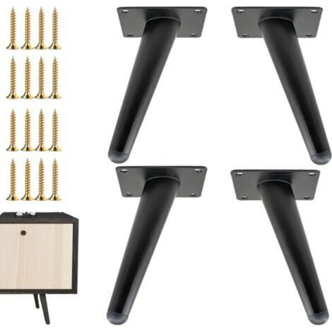 Pieds de meubles de 20 cm, lot de 4, pieds de rechange en métal de style milieu de siècle pour chaises, canapés, armoires, tables et projets de bricolage.