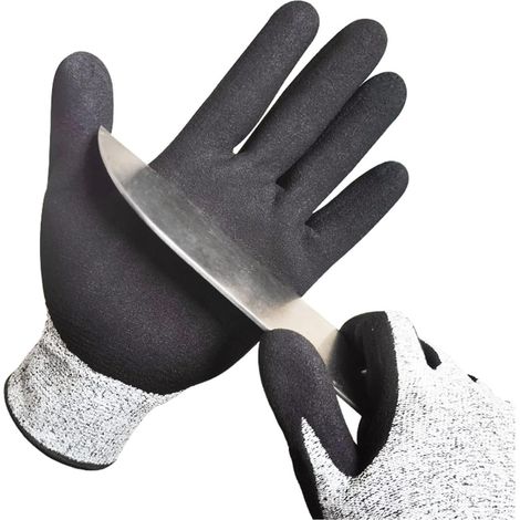 Gants résistants aux coupures, Gants De Travail En Nitrile Noir Revêtement Sablonneux Gants Résistants Aux Coupures Sécurité Antidérapante Gants De Construction De Travail Gant De Travail De Sécurité (1/5)